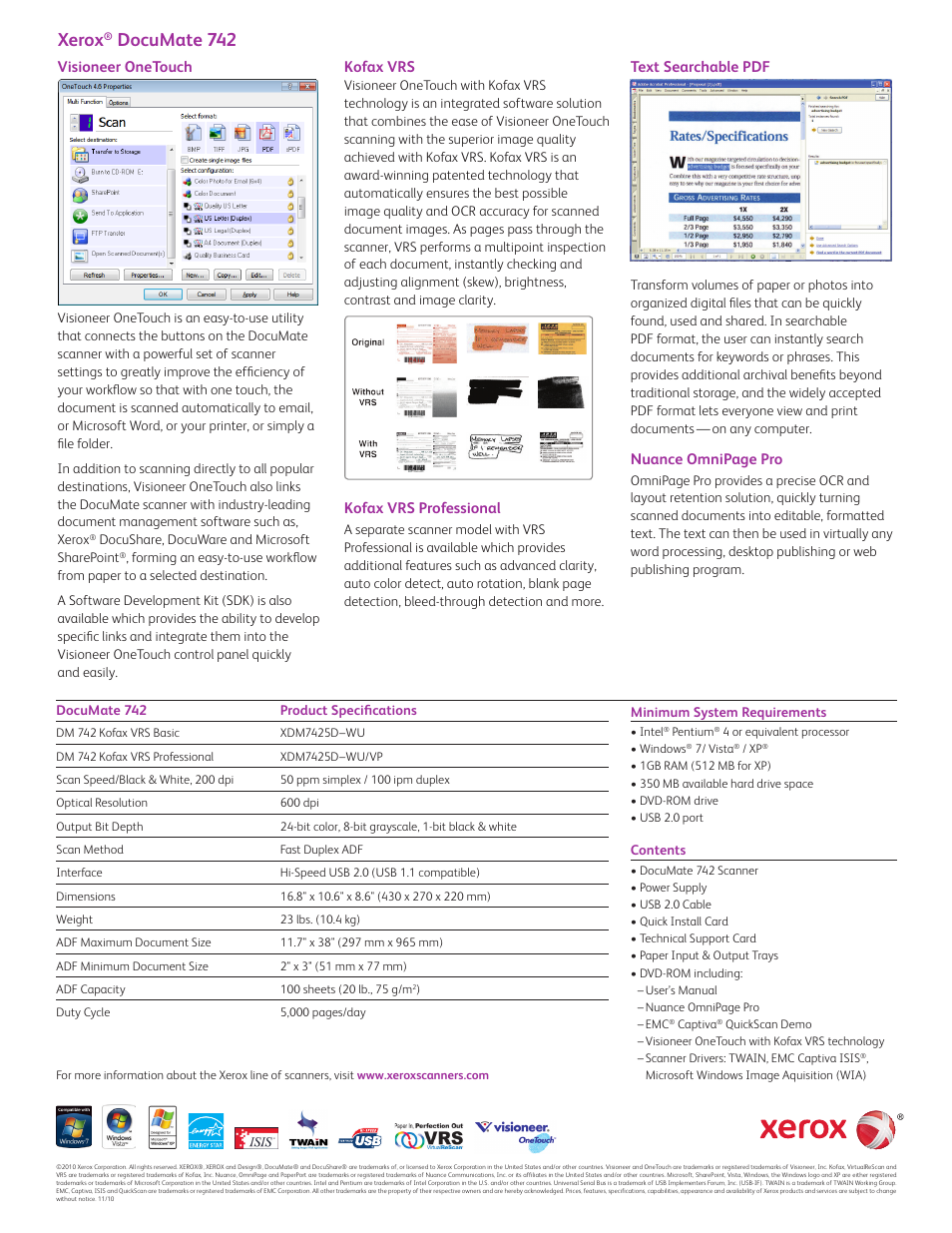 Xerox, Documate 742 | Xerox DocuMate 742 User Manual | Page 2 / 2