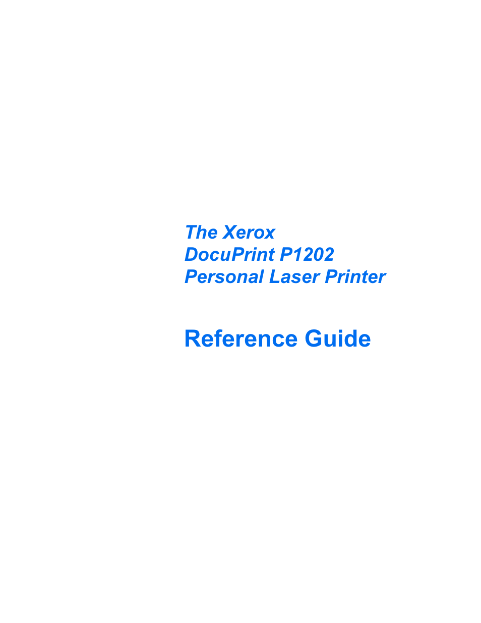 Xerox DocuPrint Personal Laser Printer P1202 User Manual | 88 pages