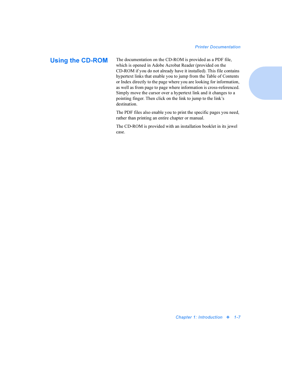 Using the cd-rom, Using the cd-rom -7 | Xerox DocuPrint Personal Laser Printer P1202 User Manual | Page 13 / 88