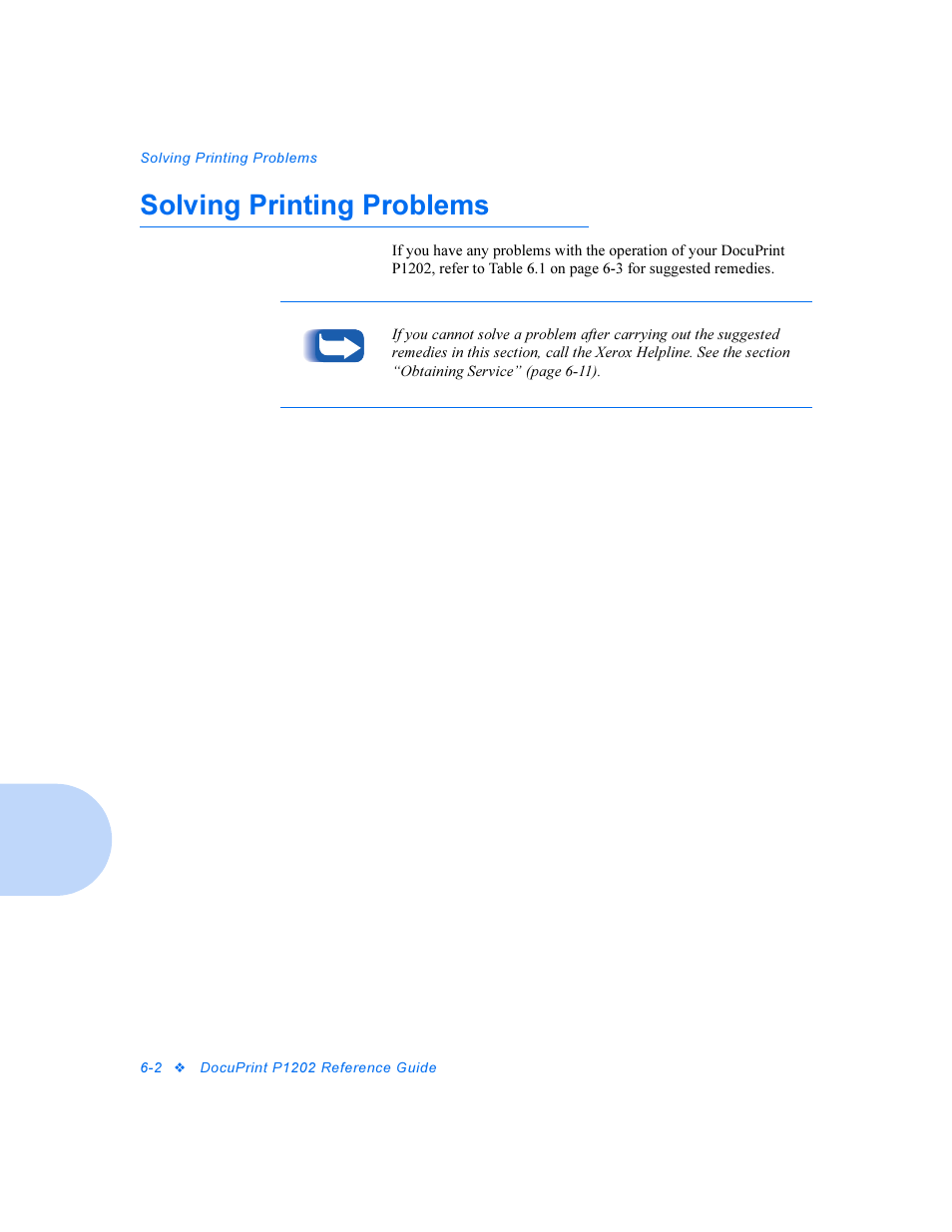 Solving printing problems, Solving printing problems -2 | Xerox DocuPrint Personal Laser Printer P1202 User Manual | Page 46 / 88