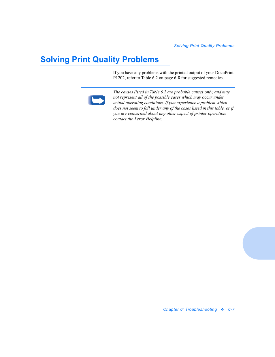 Solving print quality problems, Solving print quality problems -7 | Xerox DocuPrint Personal Laser Printer P1202 User Manual | Page 51 / 88