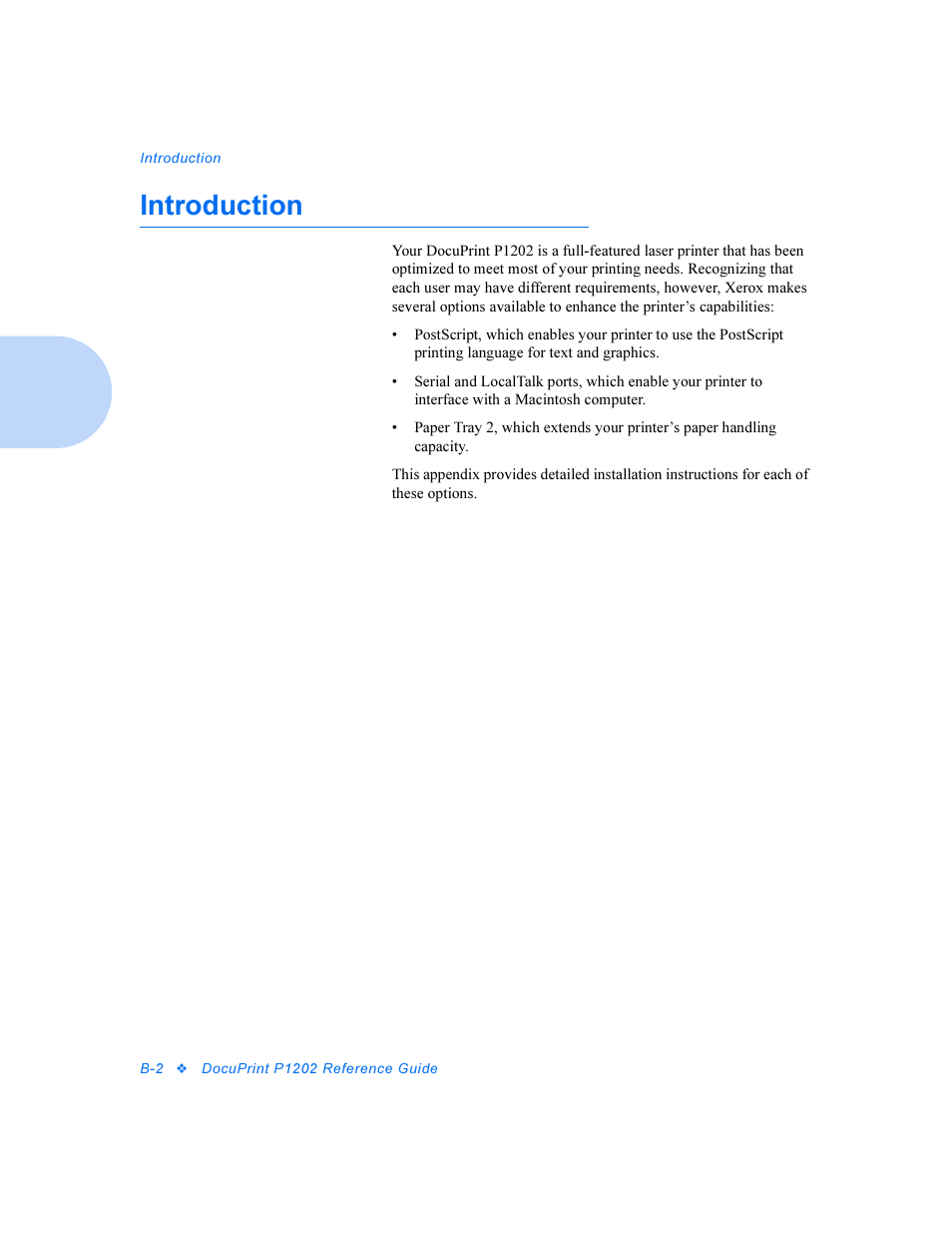 Introduction | Xerox DocuPrint Personal Laser Printer P1202 User Manual | Page 66 / 88
