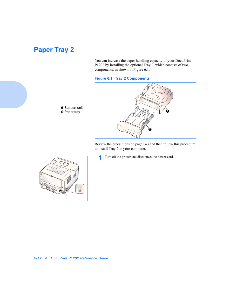 Paper tray 2 | Xerox DocuPrint Personal Laser Printer P1202 User Manual | Page 76 / 88
