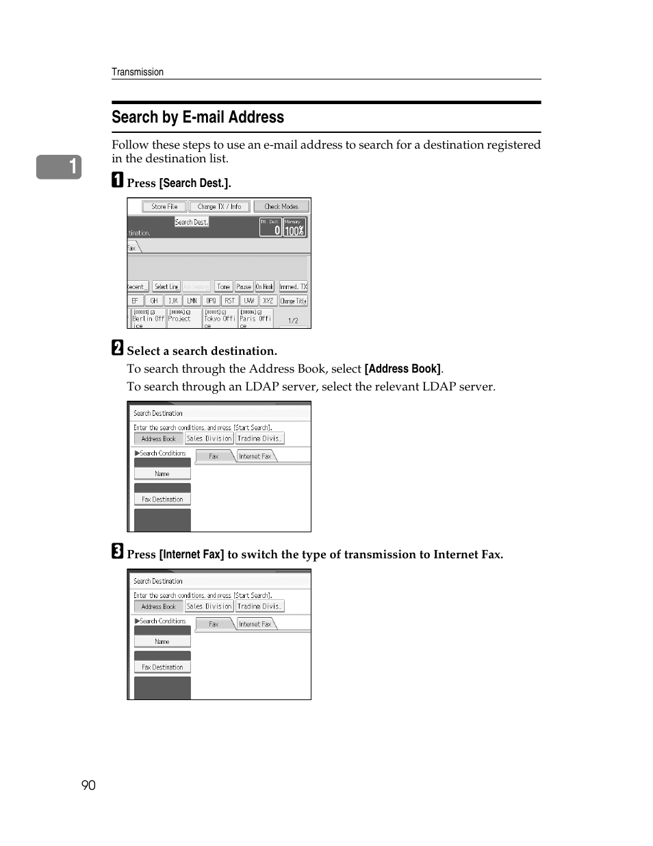 Search by e-mail address | Xerox C3000 User Manual | Page 100 / 298