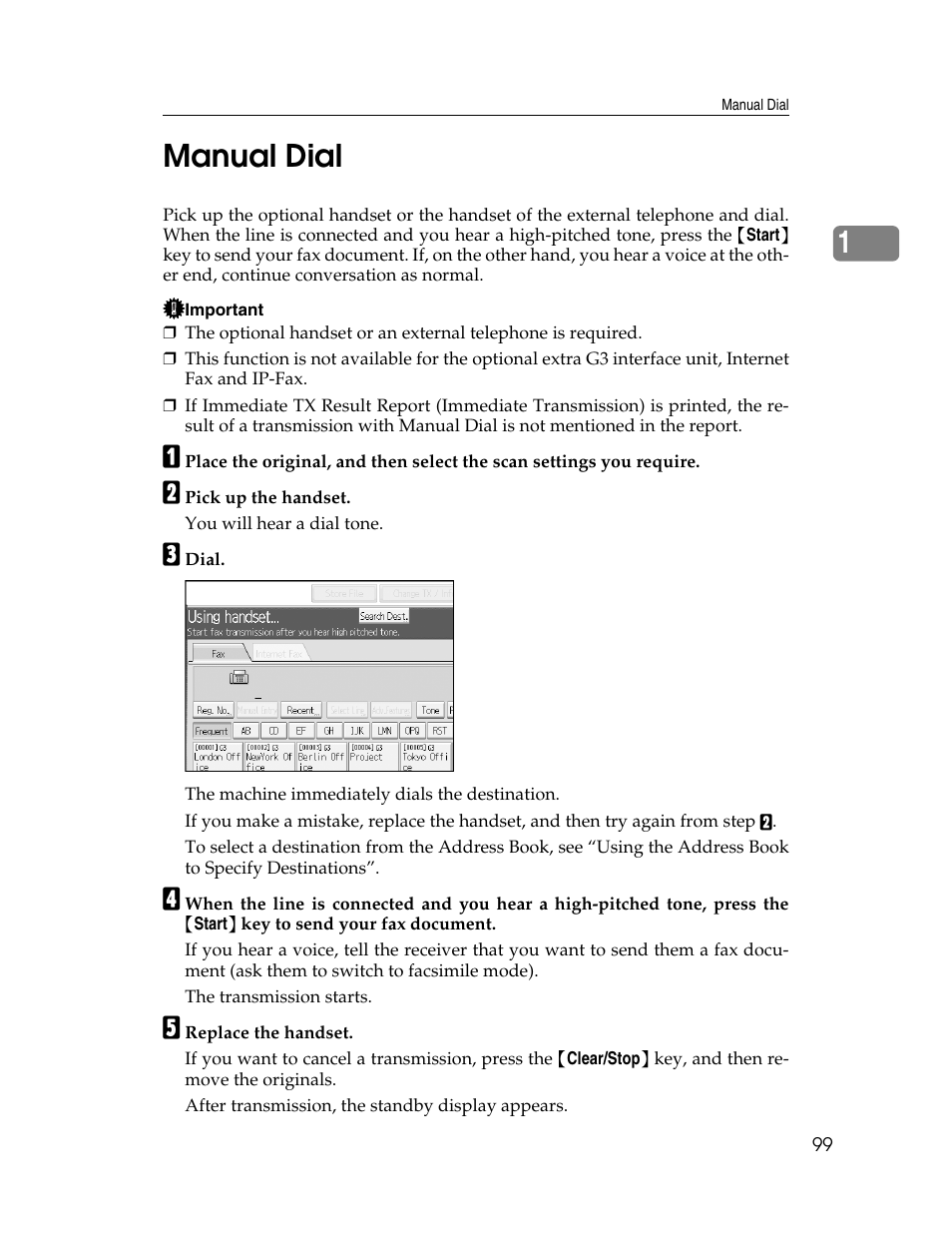 Manual dial, 1manual dial | Xerox C3000 User Manual | Page 109 / 298