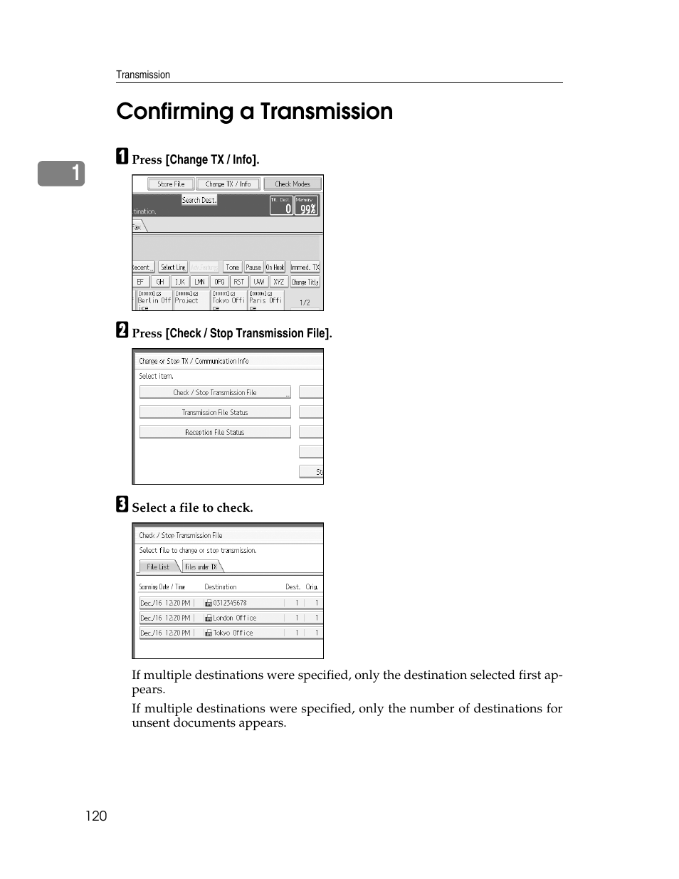 Confirming a transmission, 1confirming a transmission | Xerox C3000 User Manual | Page 130 / 298