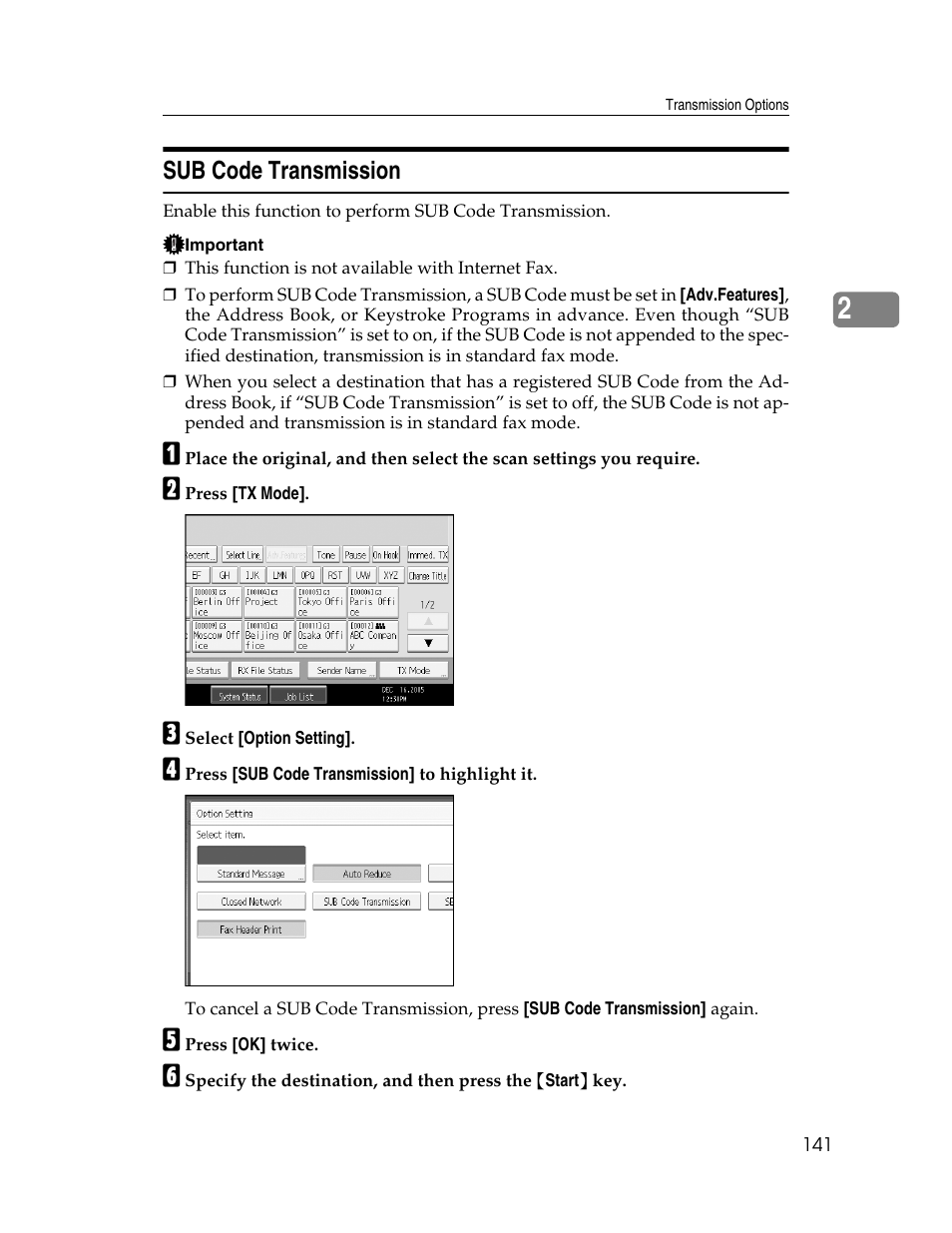 Sub code transmission, P.141 “sub code transmission | Xerox C3000 User Manual | Page 151 / 298