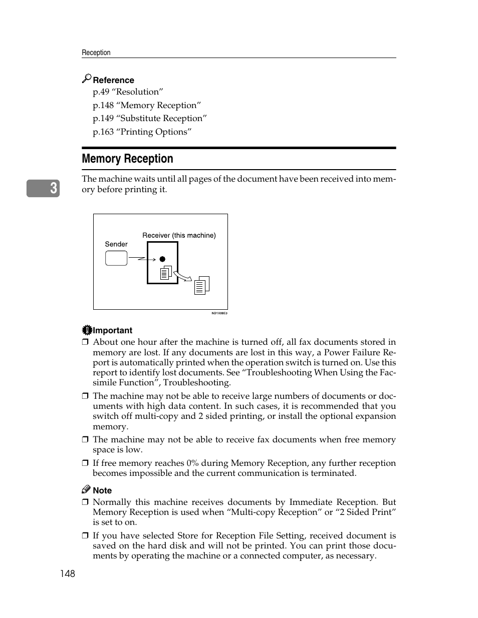 Memory reception | Xerox C3000 User Manual | Page 158 / 298