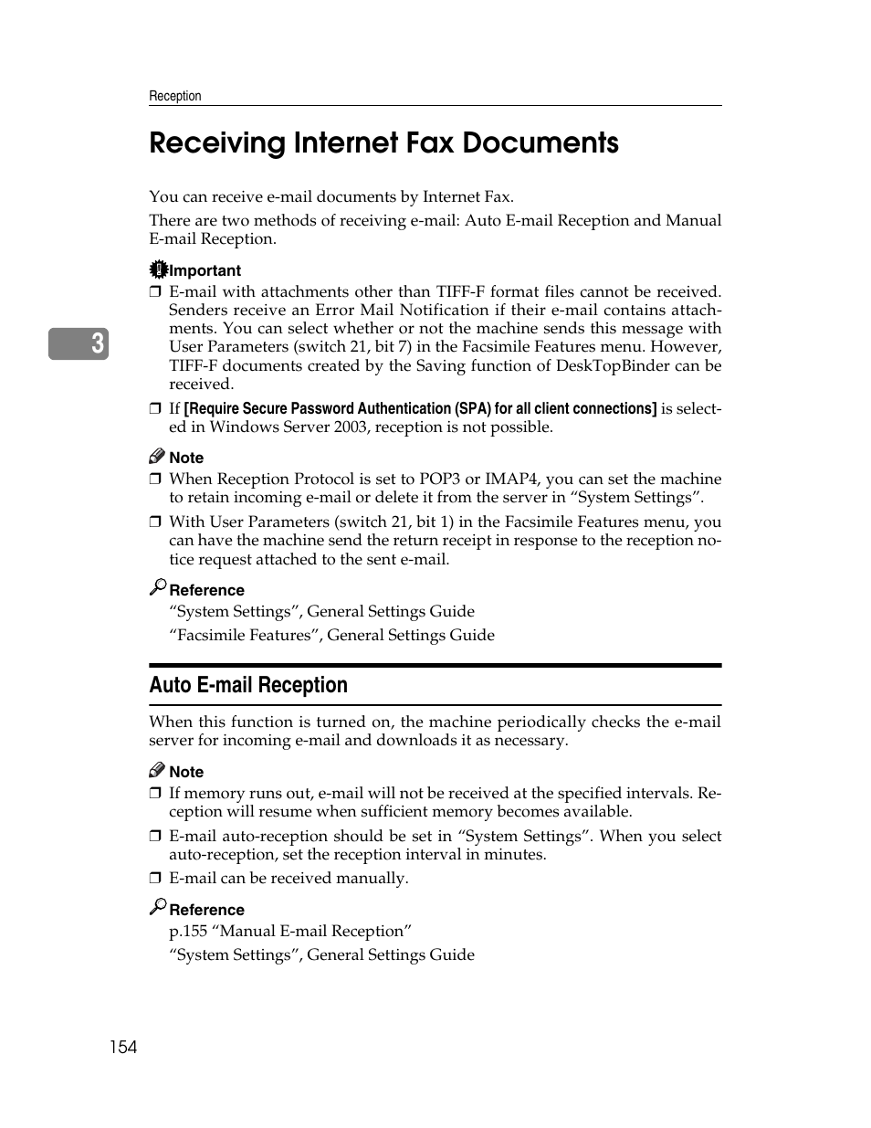 Receiving internet fax documents, Auto e-mail reception, 3receiving internet fax documents | Xerox C3000 User Manual | Page 164 / 298