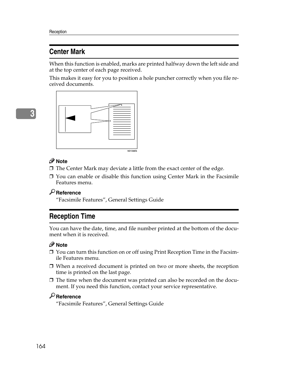 Center mark, Reception time, Center mark reception time | Xerox C3000 User Manual | Page 174 / 298