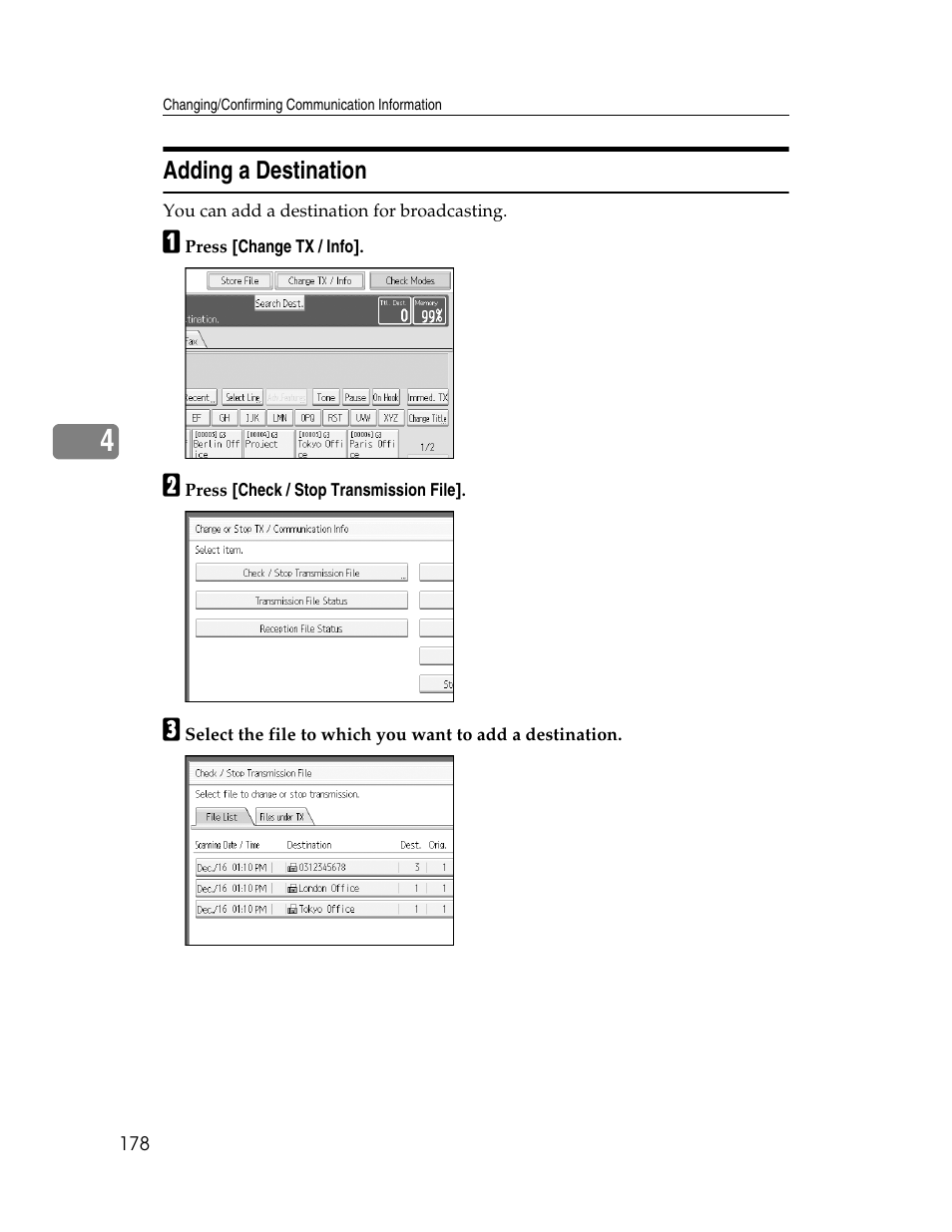 Adding a destination | Xerox C3000 User Manual | Page 188 / 298