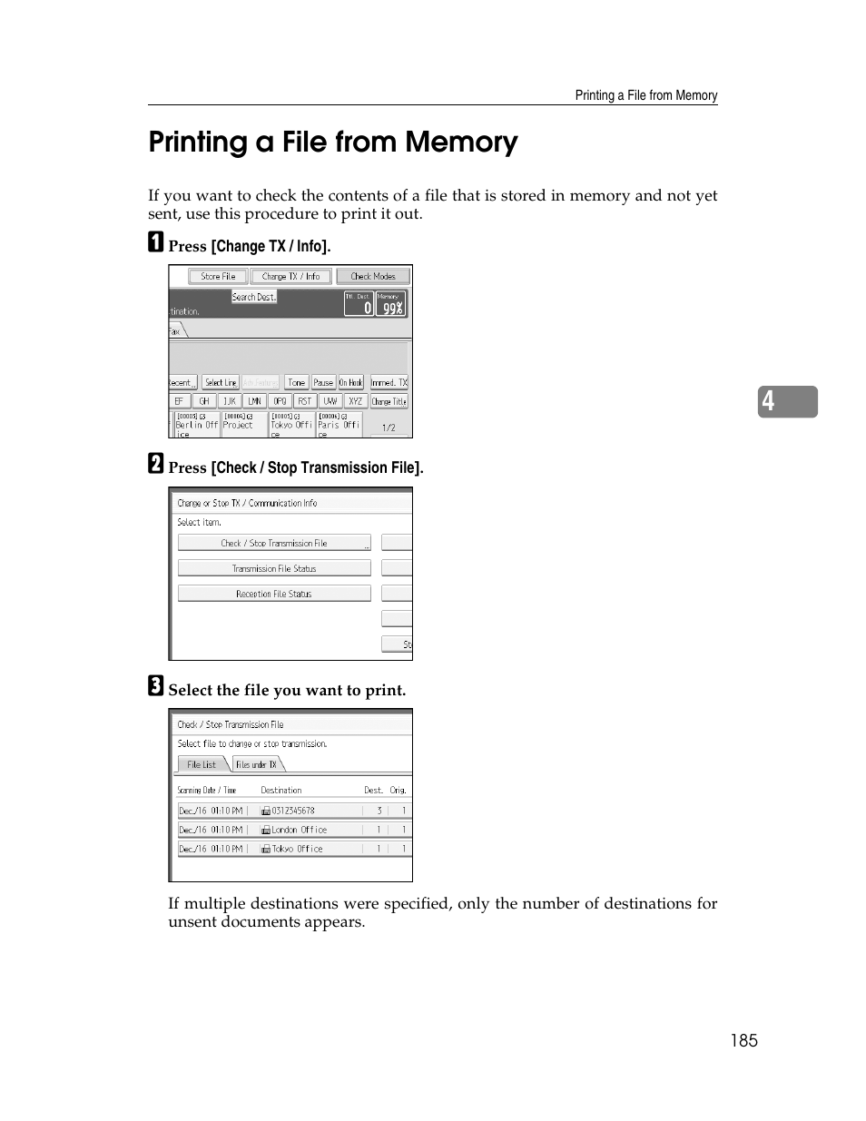 Printing a file from memory | Xerox C3000 User Manual | Page 195 / 298