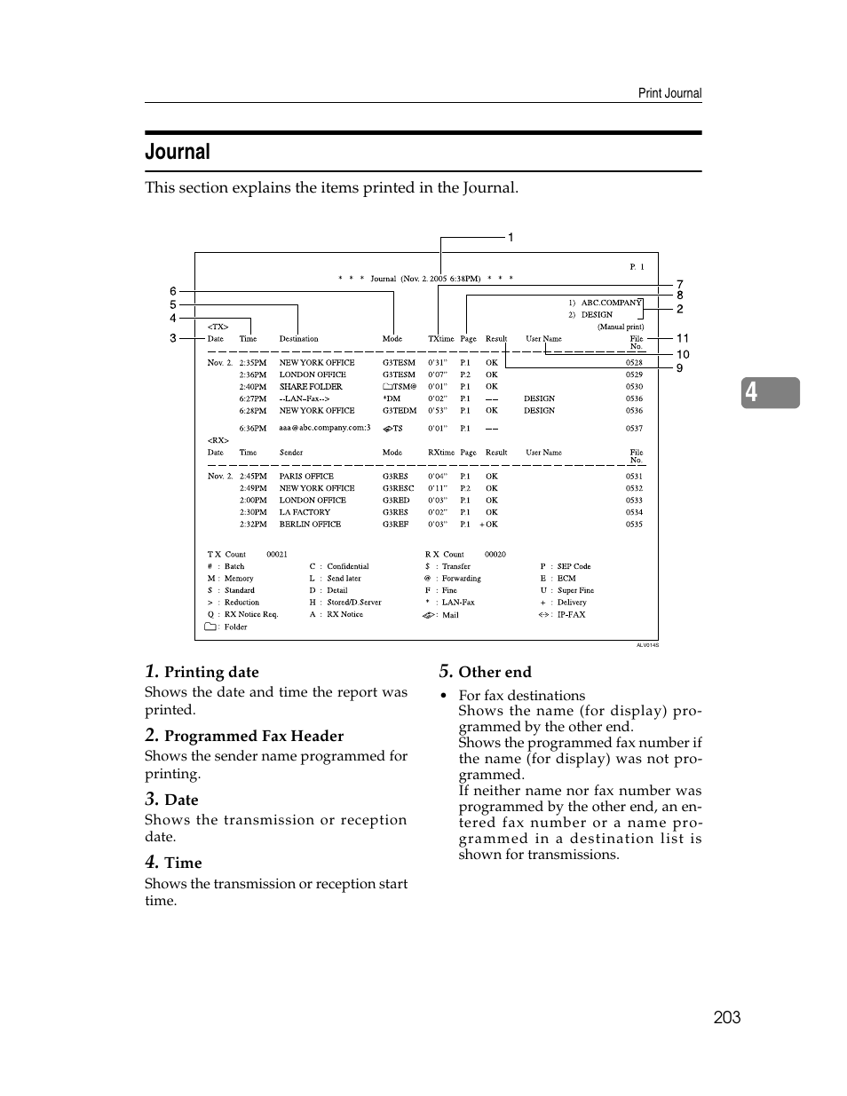 Journal, P.203 “journal | Xerox C3000 User Manual | Page 213 / 298