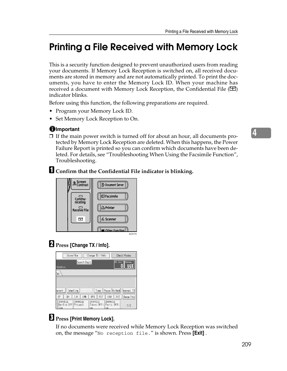 Printing a file received with memory lock | Xerox C3000 User Manual | Page 219 / 298