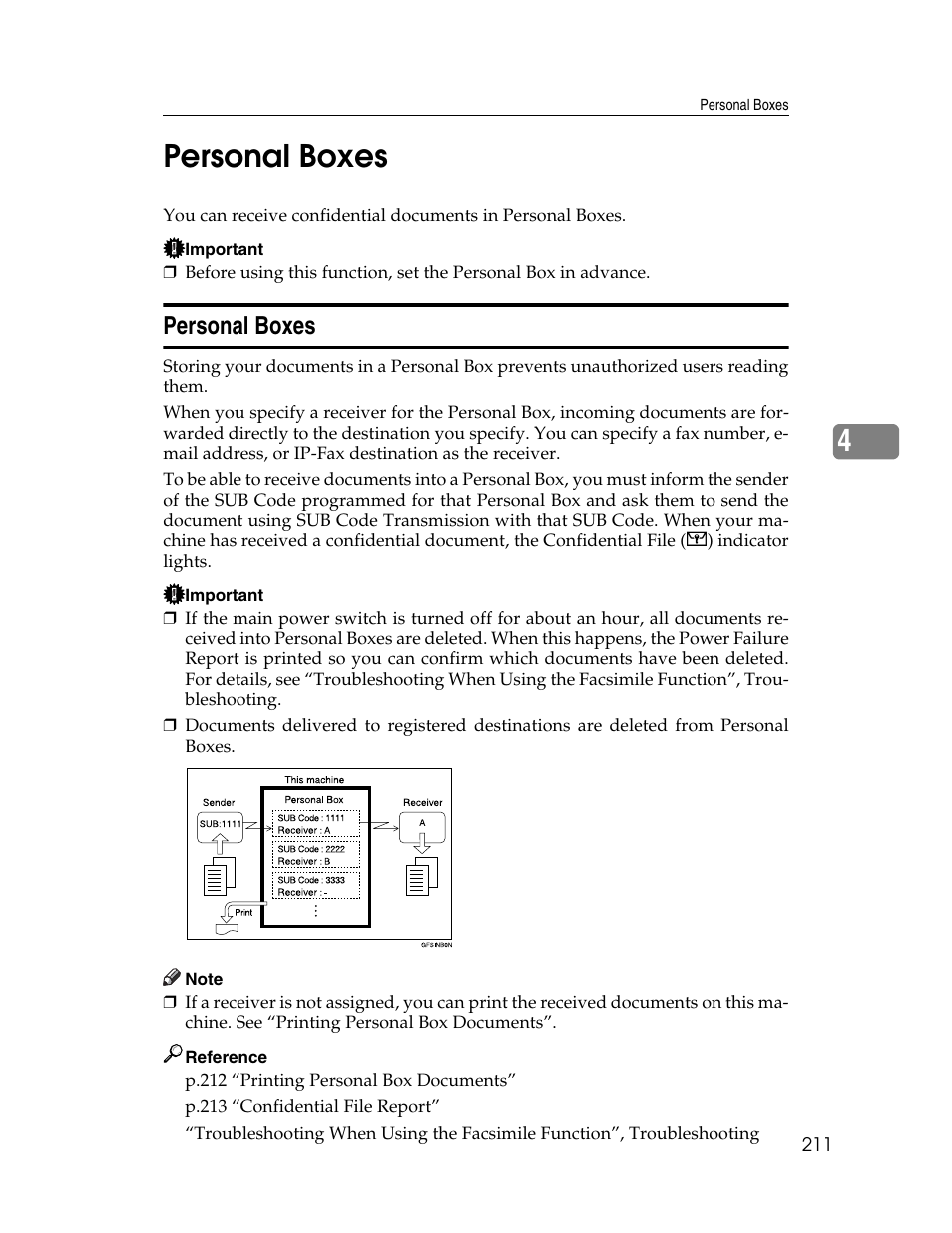 Personal boxes, 4personal boxes | Xerox C3000 User Manual | Page 221 / 298