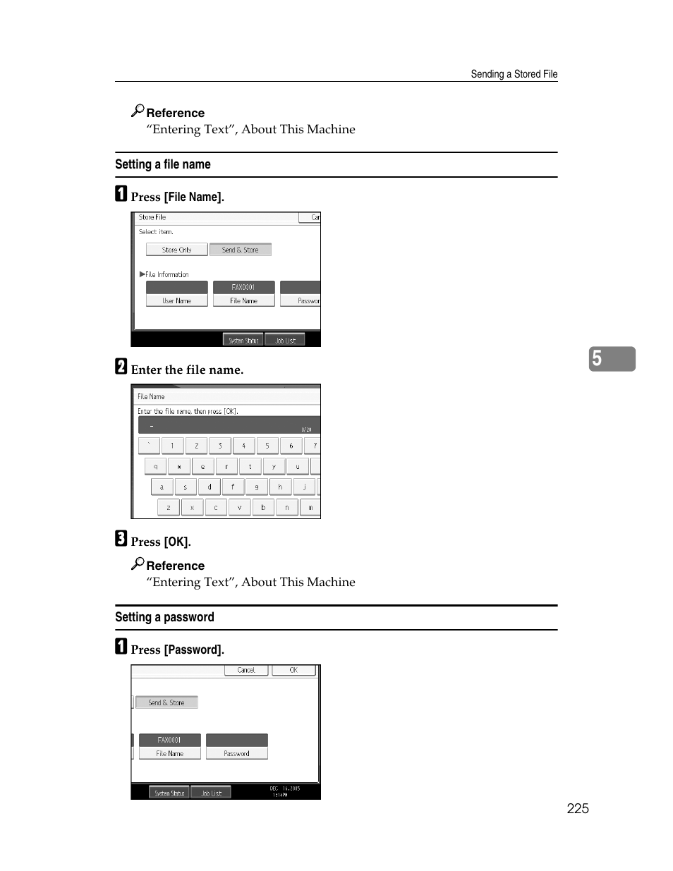 Setting a file name, Setting a password, Setting a file name setting a password | Xerox C3000 User Manual | Page 235 / 298