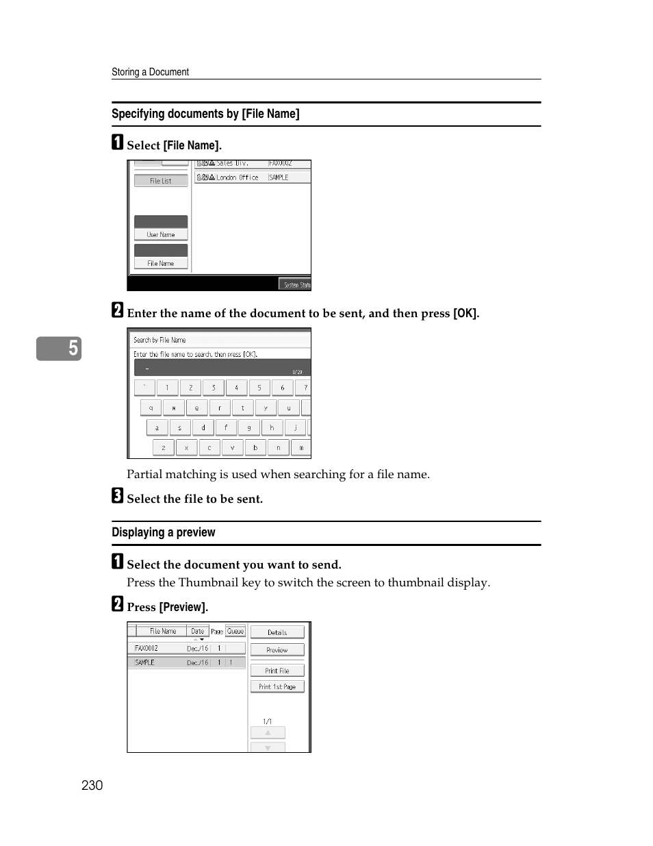 Specifying documents by [file name, Displaying a preview | Xerox C3000 User Manual | Page 240 / 298