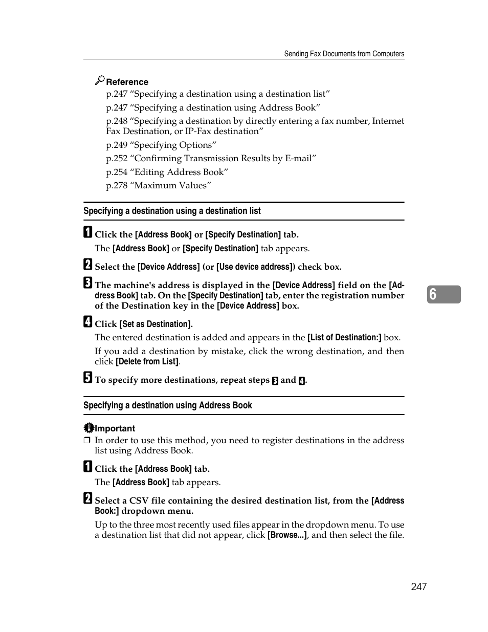 Specifying a destination using a destination list, Specifying a destination using address book | Xerox C3000 User Manual | Page 257 / 298