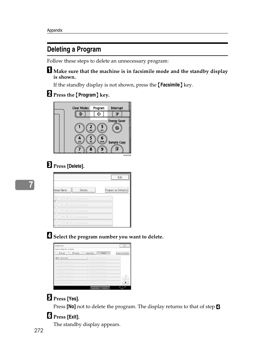 Deleting a program | Xerox C3000 User Manual | Page 282 / 298