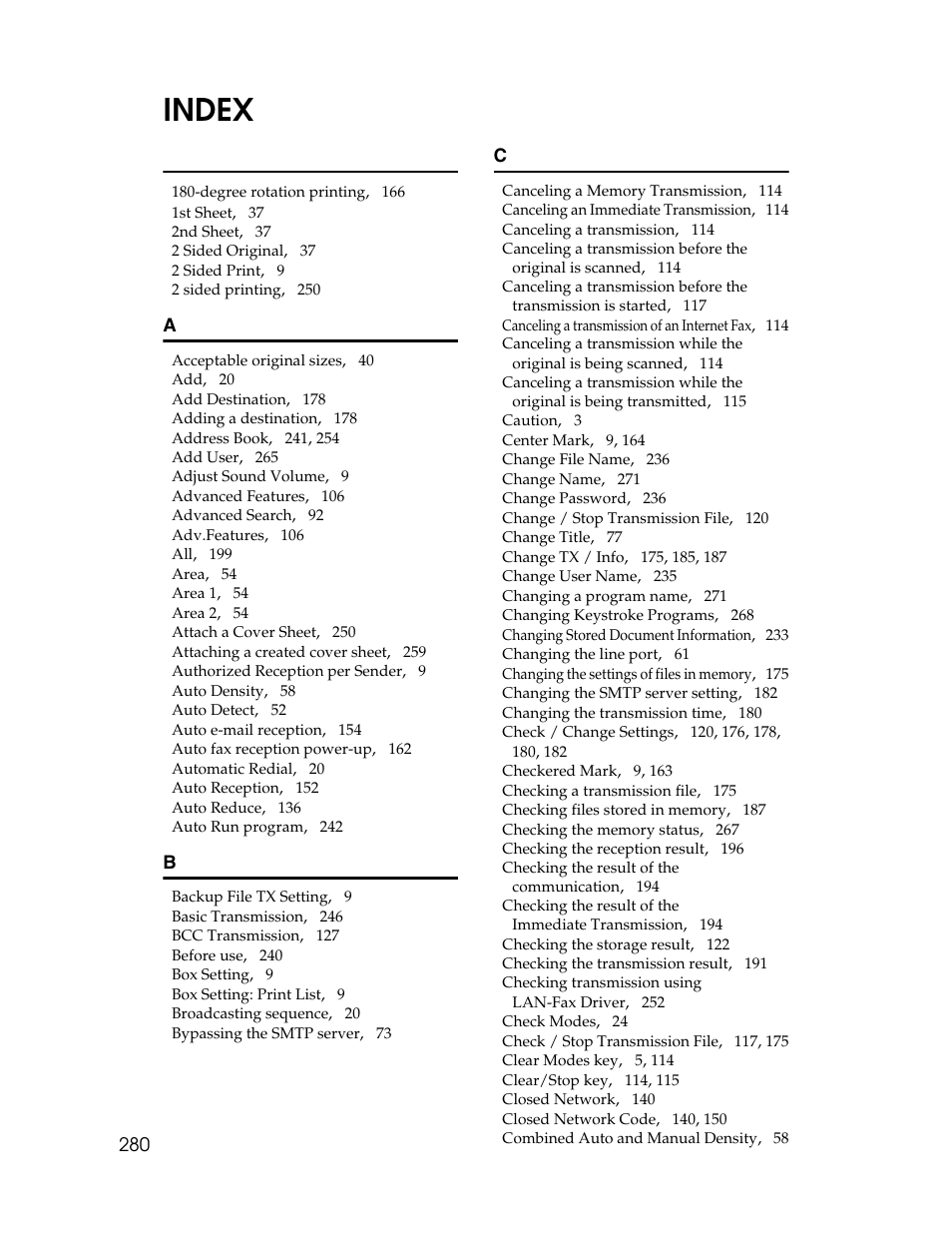 Index | Xerox C3000 User Manual | Page 290 / 298