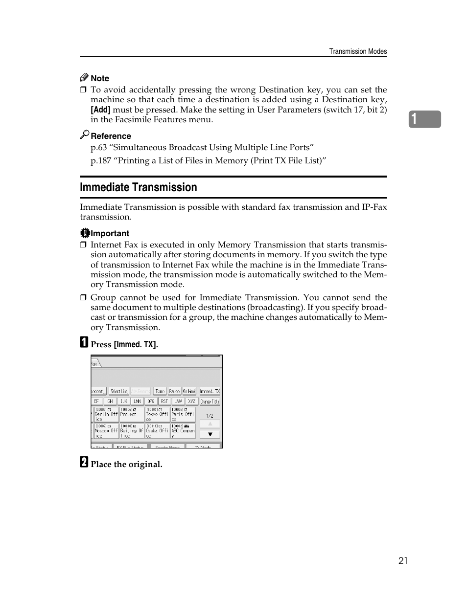 Immediate transmission | Xerox C3000 User Manual | Page 31 / 298