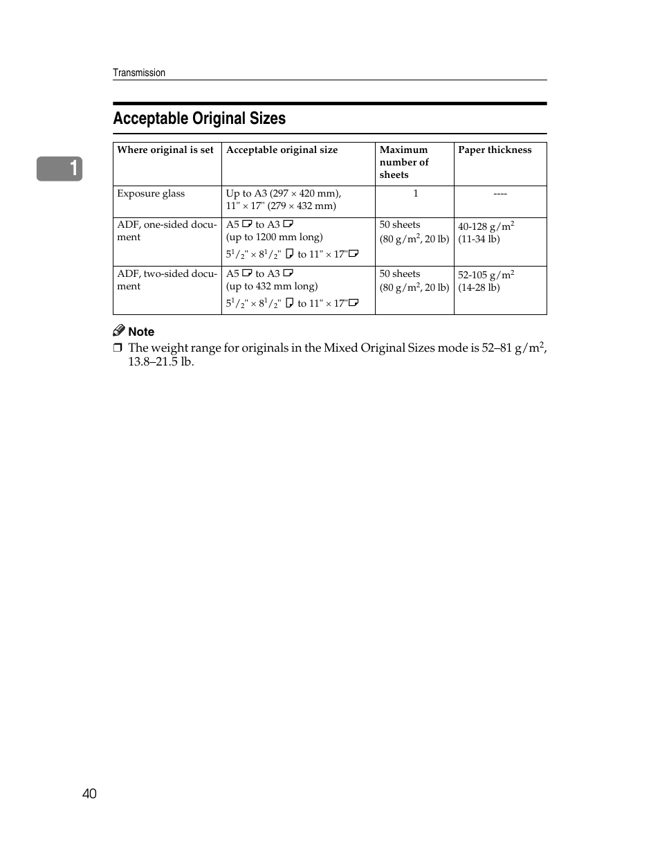 Acceptable original sizes, P.40 “acceptable original sizes | Xerox C3000 User Manual | Page 50 / 298