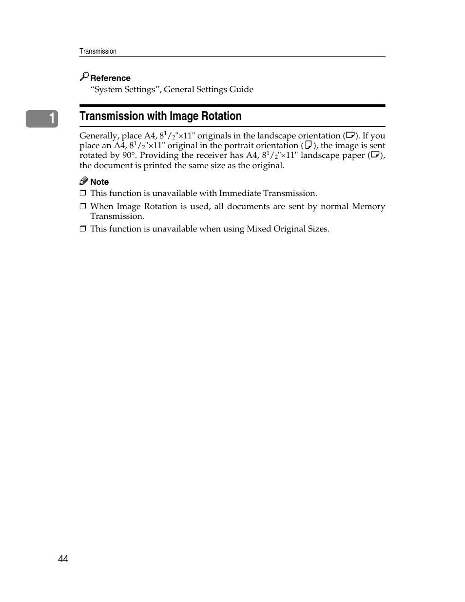 Transmission with image rotation, P.44 “transmission with image rotation | Xerox C3000 User Manual | Page 54 / 298