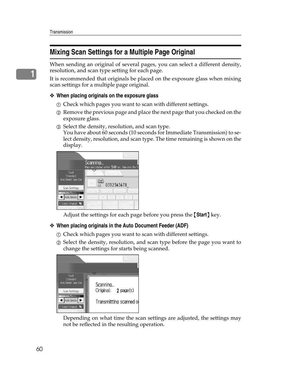 Mixing scan settings for a multiple page original | Xerox C3000 User Manual | Page 70 / 298