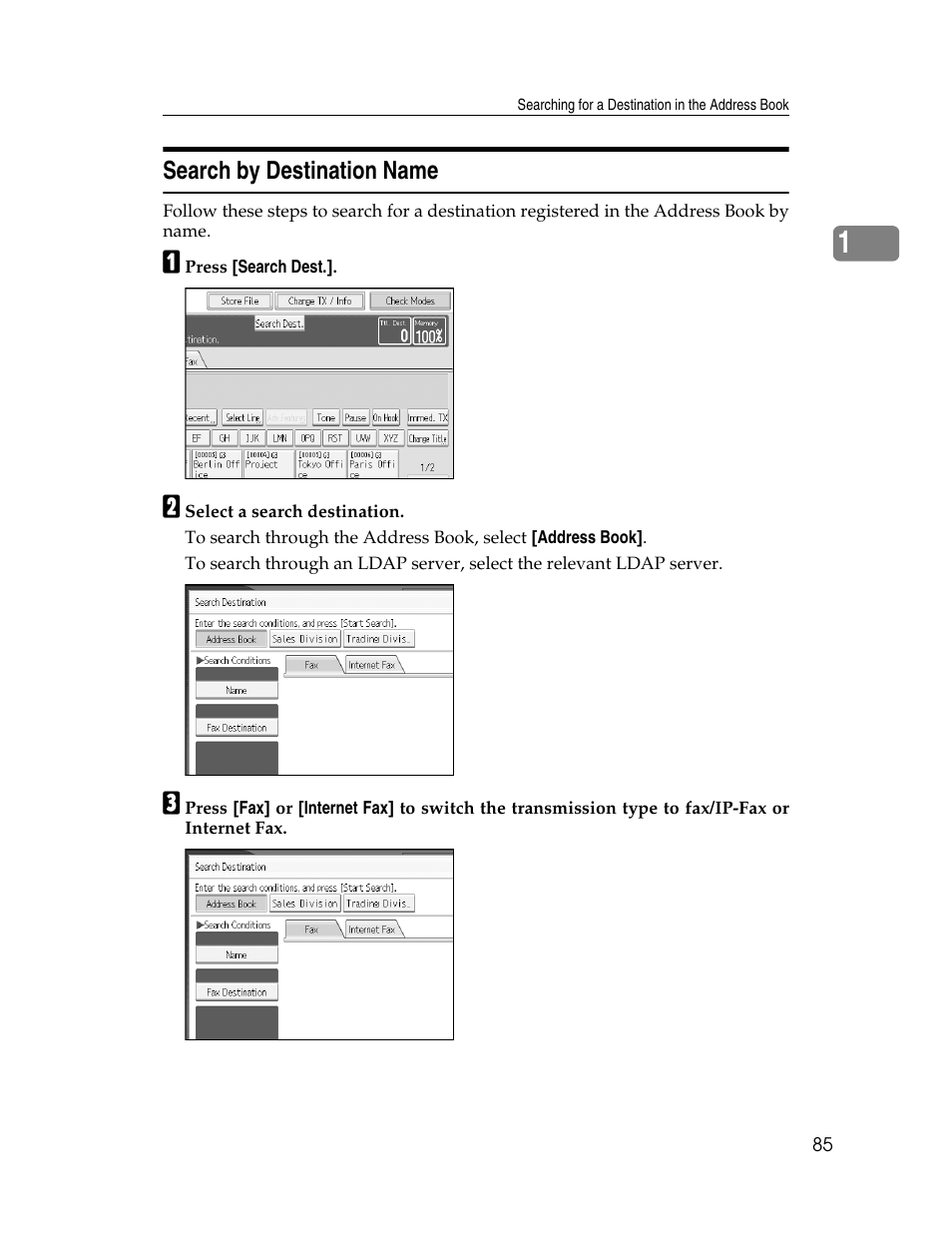 Search by destination name | Xerox C3000 User Manual | Page 95 / 298