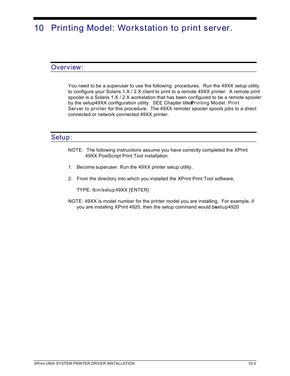 10 printing model: workstation to print server, Overview, Setup | Xerox 701P91273 User Manual | Page 25 / 52
