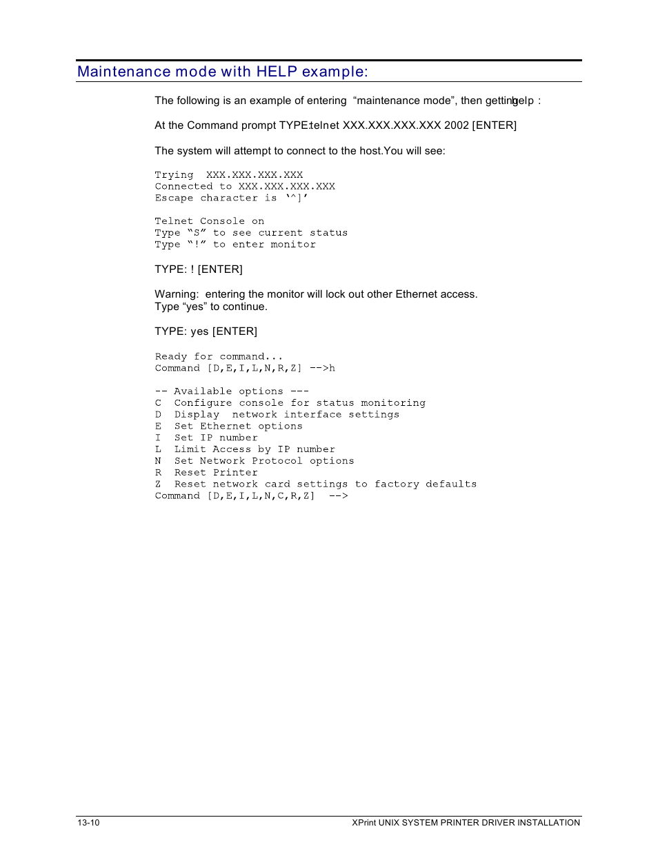 Maintenance mode with help example | Xerox 701P91273 User Manual | Page 36 / 52