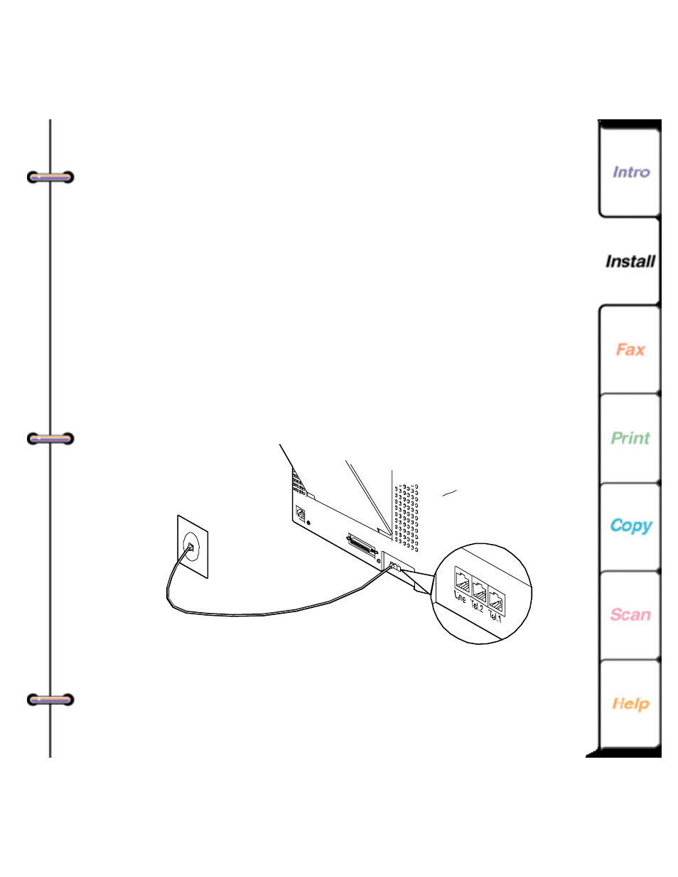 Connecting the telephone lines | Xerox Document WorkCentre 450C User Manual | Page 33 / 214