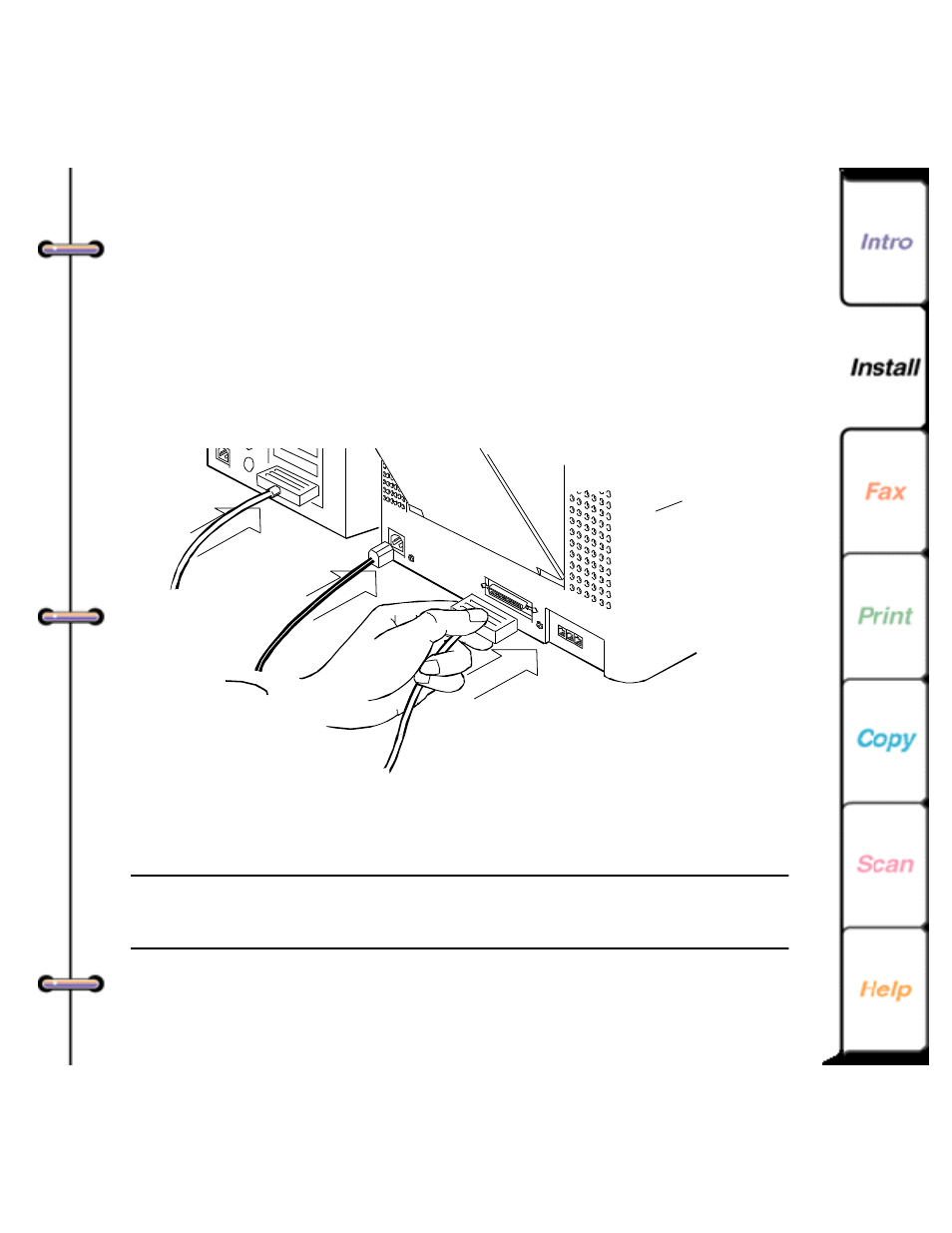 Connecting the power and parallel cables | Xerox Document WorkCentre 450C User Manual | Page 37 / 214
