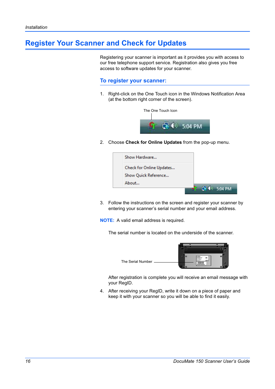 Register your scanner and check for updates | Xerox 150 User Manual | Page 21 / 94