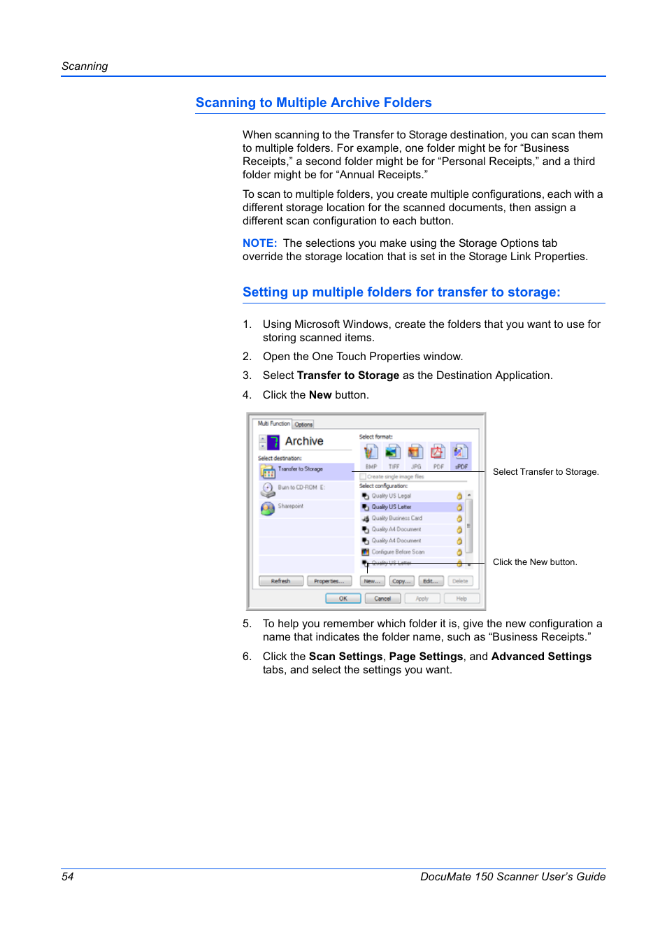 Scanning to multiple archive folders | Xerox 150 User Manual | Page 59 / 94