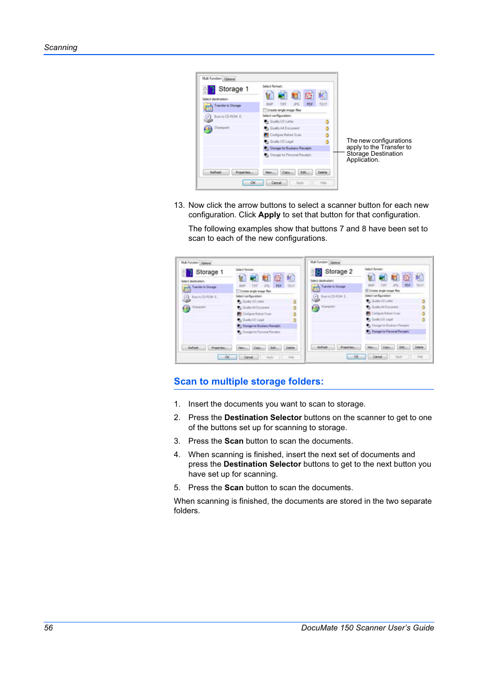 Scan to multiple storage folders | Xerox 150 User Manual | Page 61 / 94