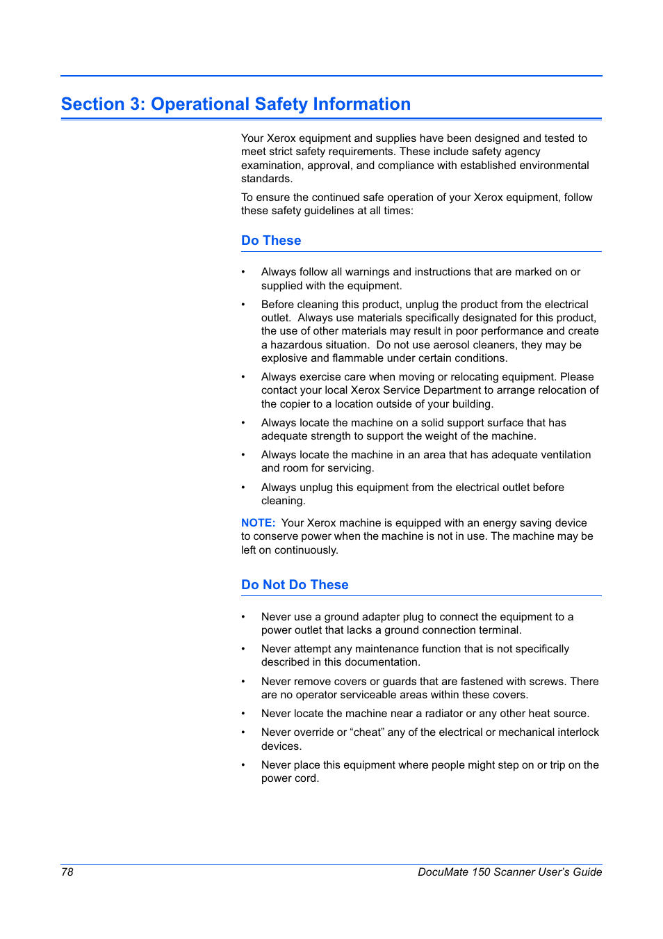 Do these, Do not do these | Xerox 150 User Manual | Page 83 / 94