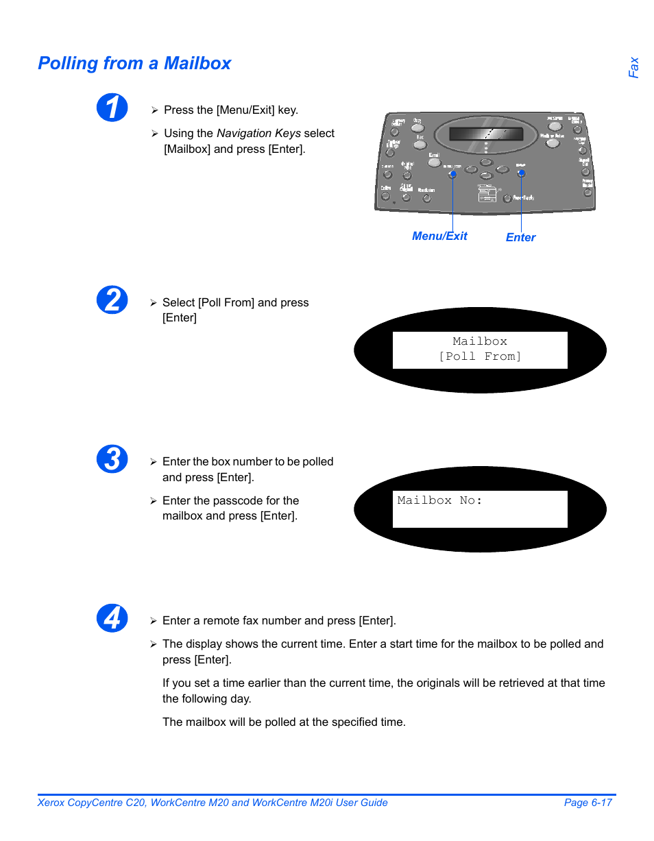 Polling from a mailbox | Xerox COPYCENTRE M20I User Manual | Page 113 / 215