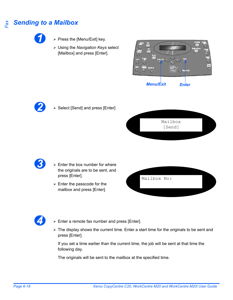 Sending to a mailbox | Xerox COPYCENTRE M20I User Manual | Page 114 / 215