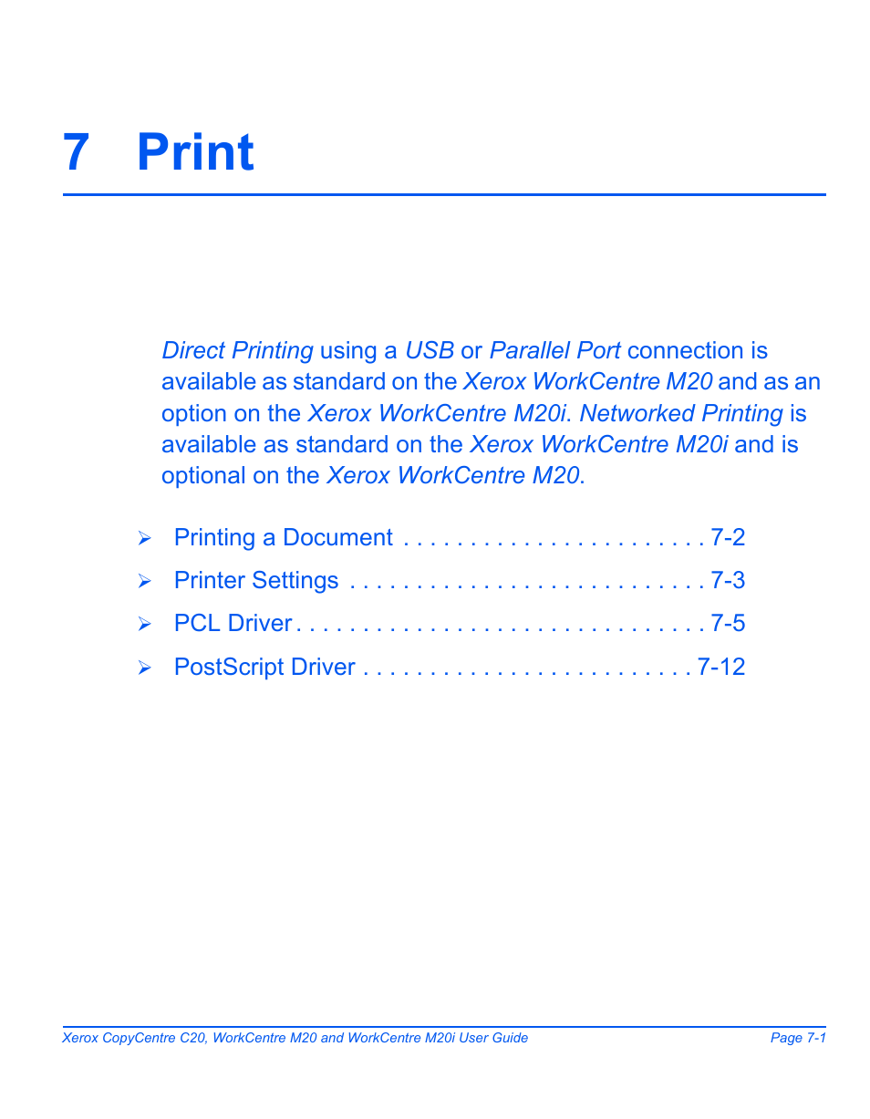 7 print, 7 print -1 | Xerox COPYCENTRE M20I User Manual | Page 121 / 215