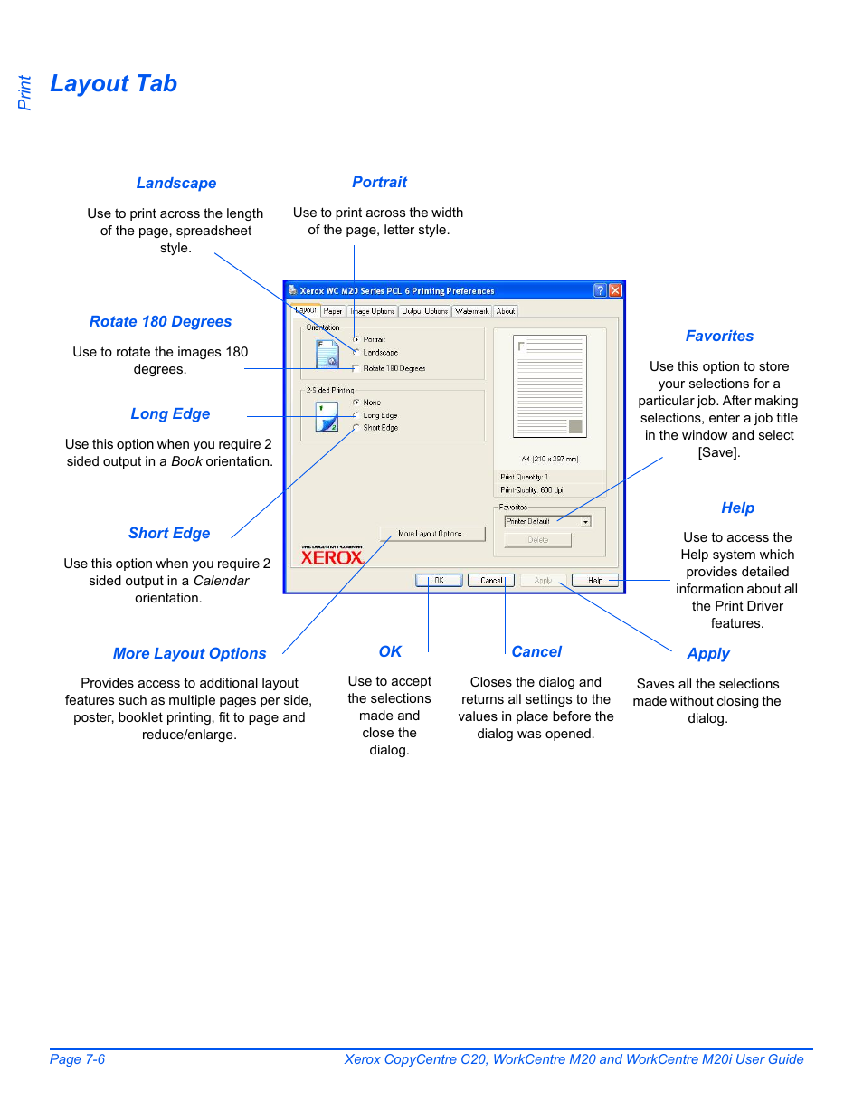 Layout tab | Xerox COPYCENTRE M20I User Manual | Page 126 / 215