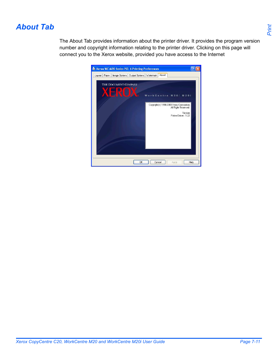 About tab | Xerox COPYCENTRE M20I User Manual | Page 131 / 215