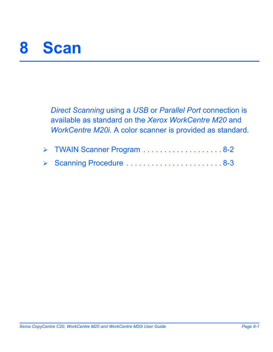 8 scan, 8 scan -1 | Xerox COPYCENTRE M20I User Manual | Page 135 / 215