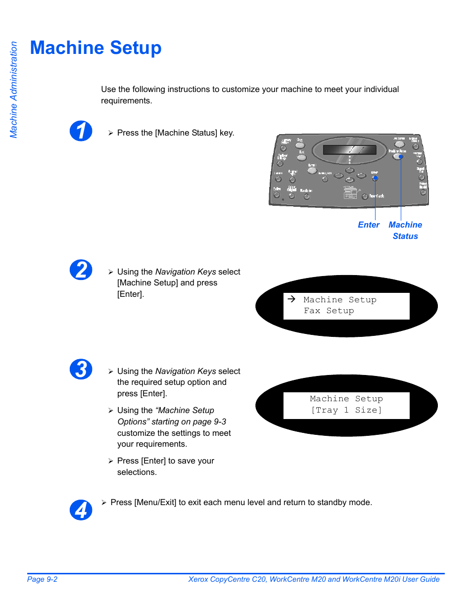 Machine setup, Machine setup -2 | Xerox COPYCENTRE M20I User Manual | Page 142 / 215