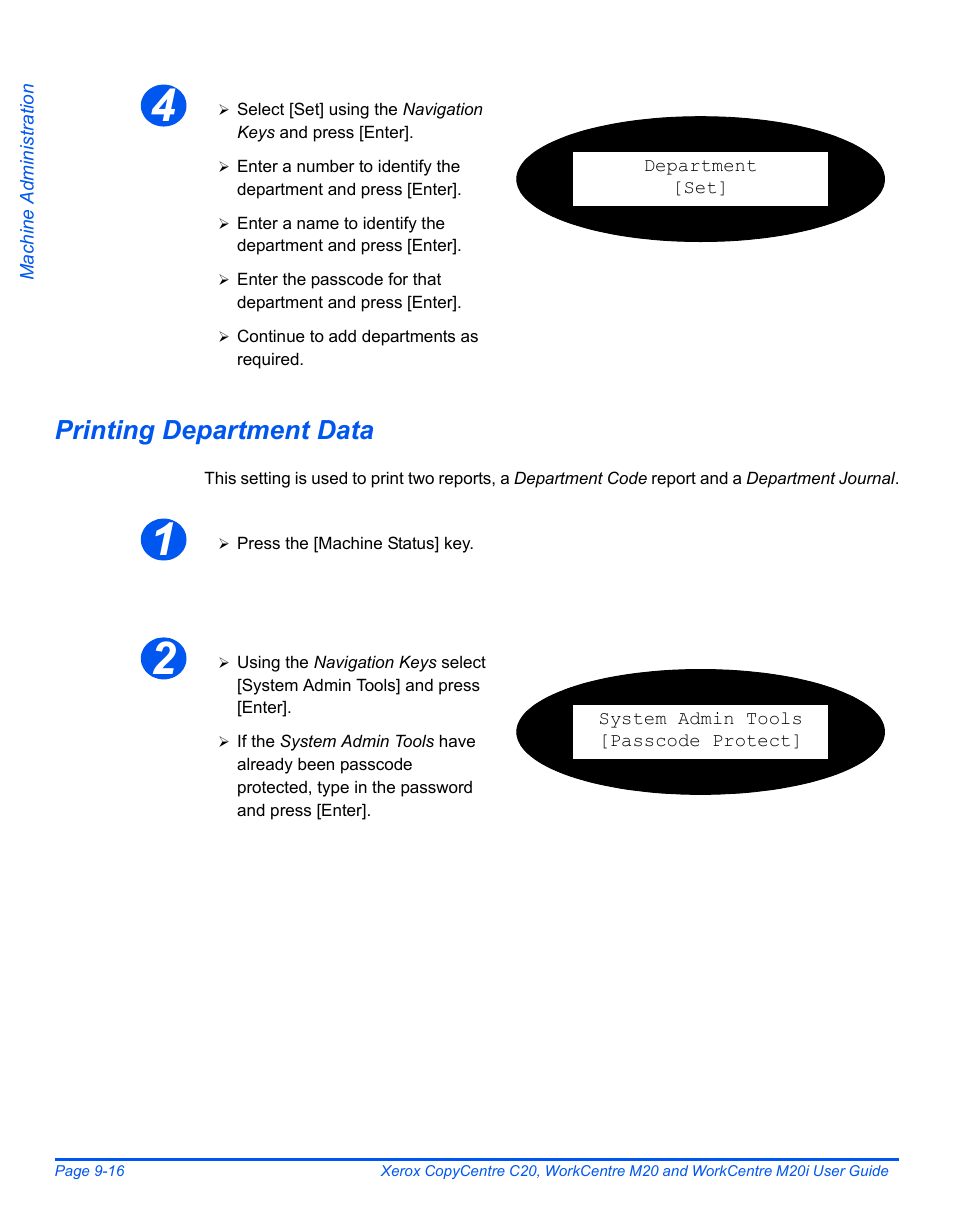 Printing department data | Xerox COPYCENTRE M20I User Manual | Page 156 / 215