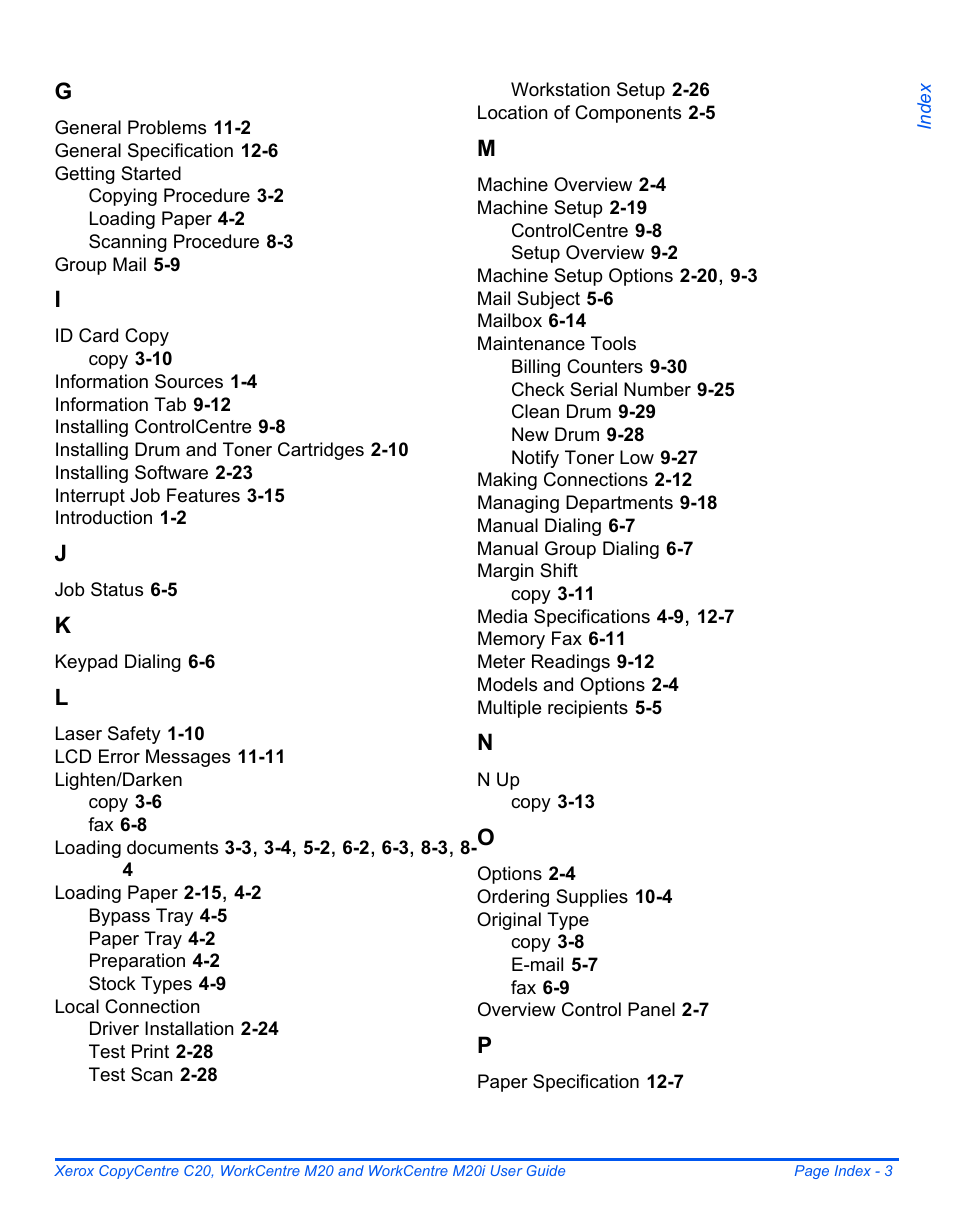 Xerox COPYCENTRE M20I User Manual | Page 213 / 215