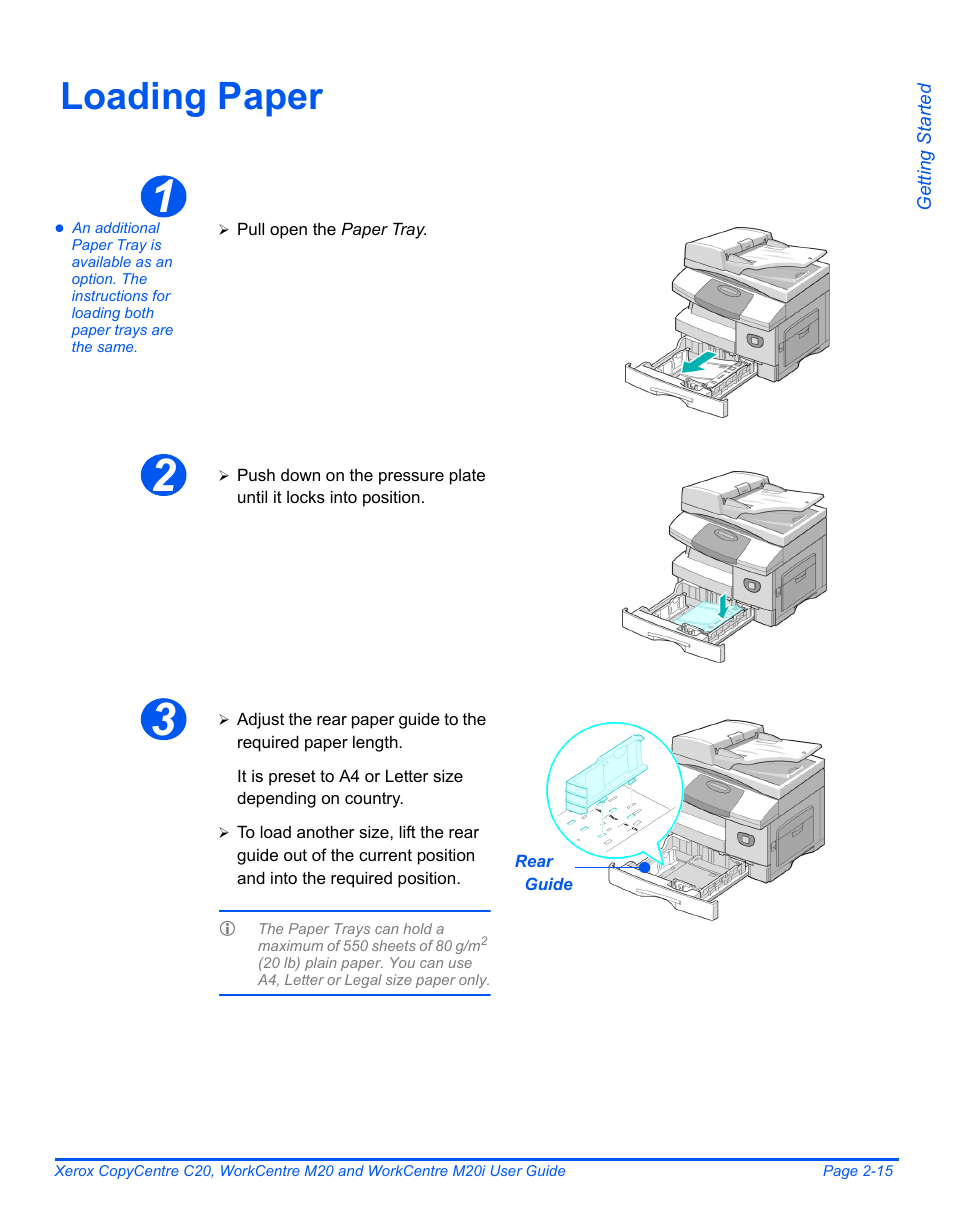 Loading paper, Loading paper -15 | Xerox COPYCENTRE M20I User Manual | Page 39 / 215