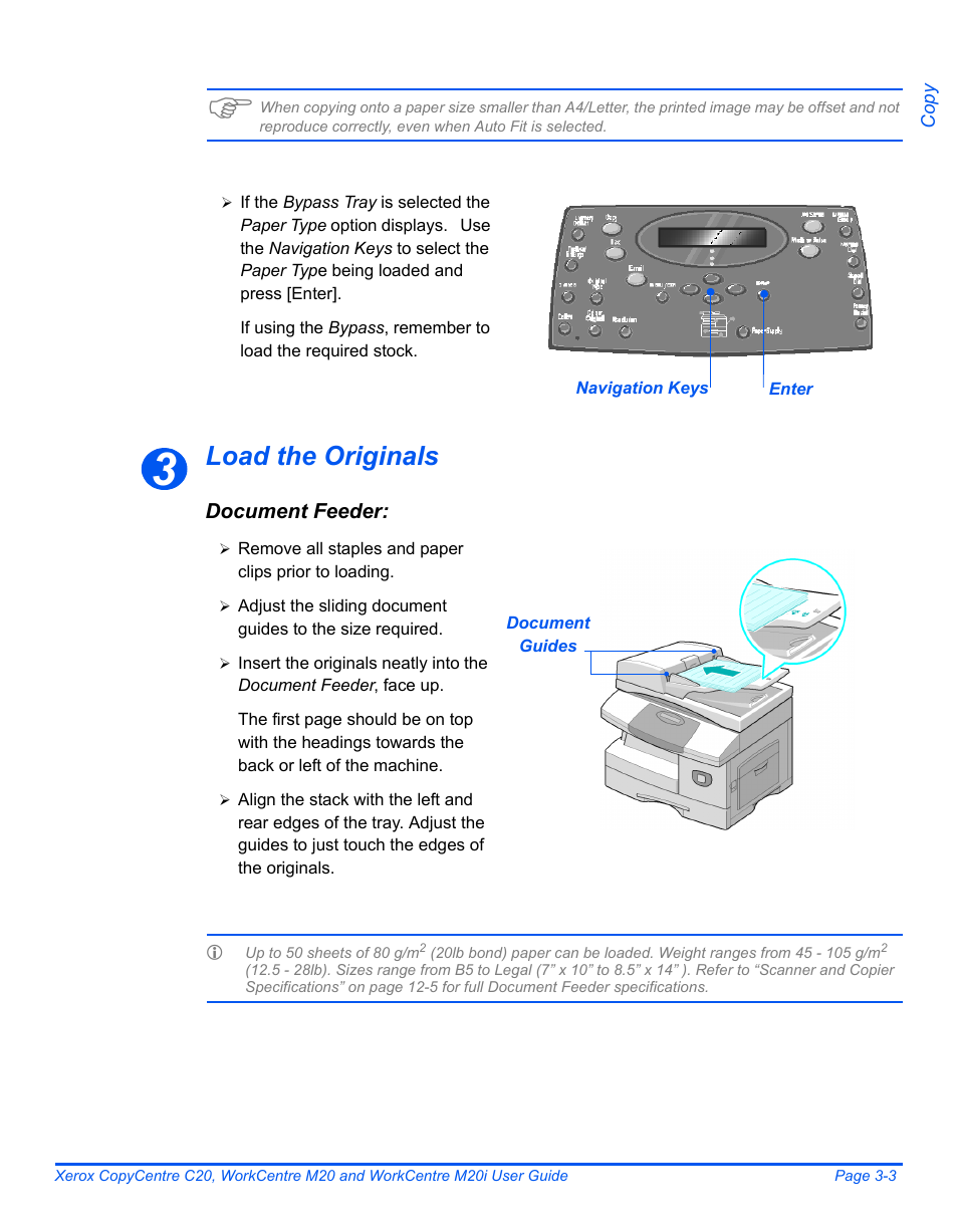 Load the originals | Xerox COPYCENTRE M20I User Manual | Page 55 / 215