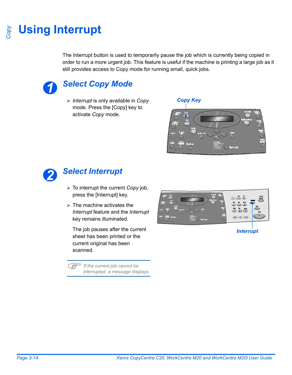 Using interrupt, Using interrupt -14 | Xerox COPYCENTRE M20I User Manual | Page 66 / 215