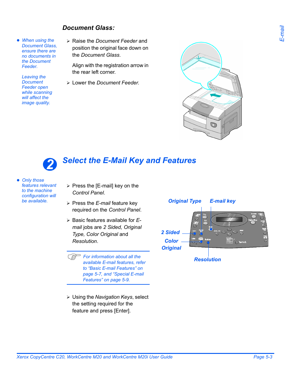 Select the e-mail key and features | Xerox COPYCENTRE M20I User Manual | Page 85 / 215